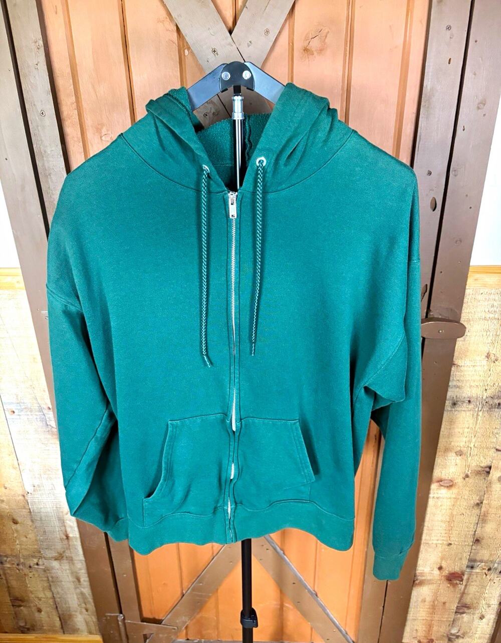 Green Full Zip Hoodie Adult Large Estimated Unbranded Drawstring Sweatshirt